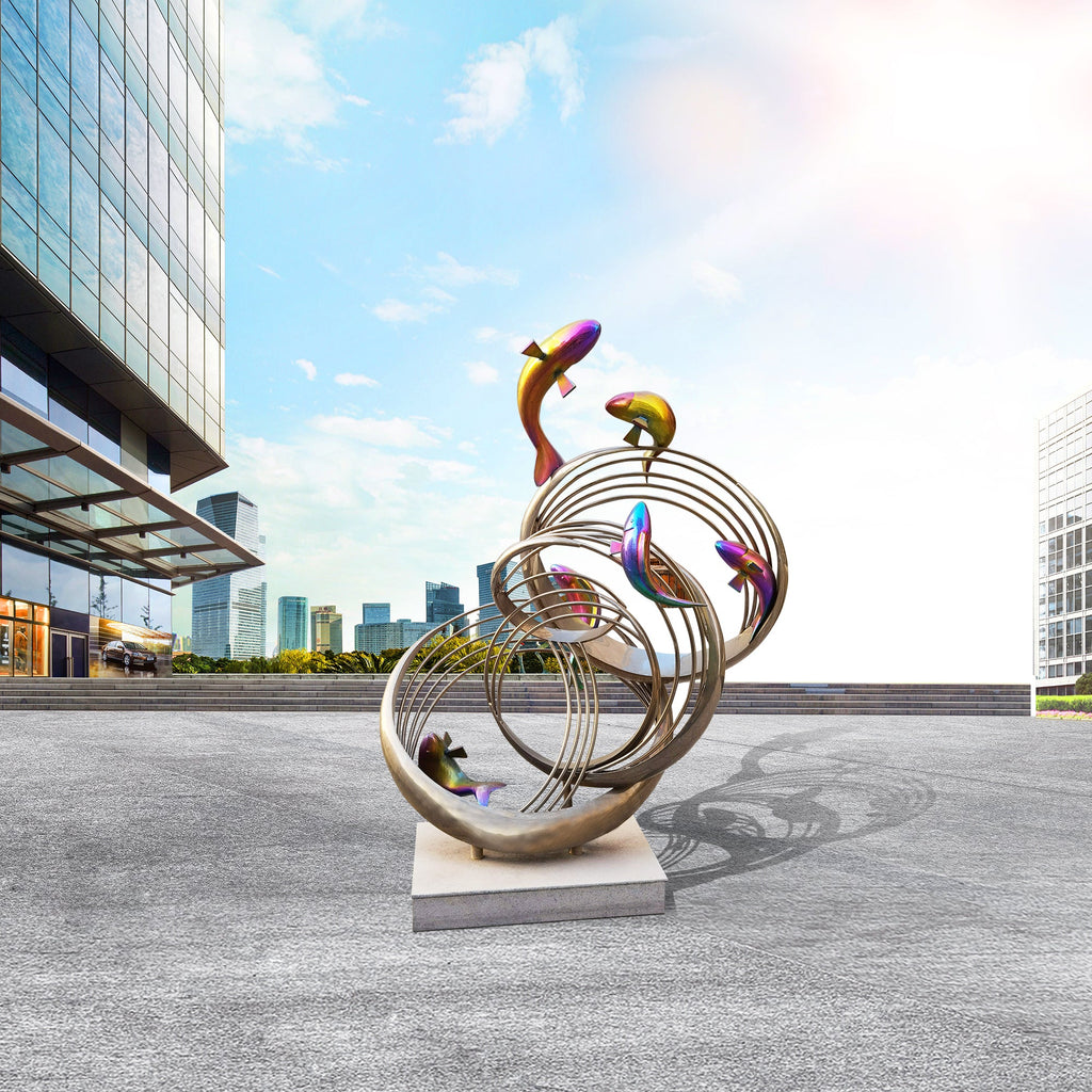 PREMIER Fish Sculpture Outdoor Stainless Steel Modern Contemporary Sculpture PSSS-015