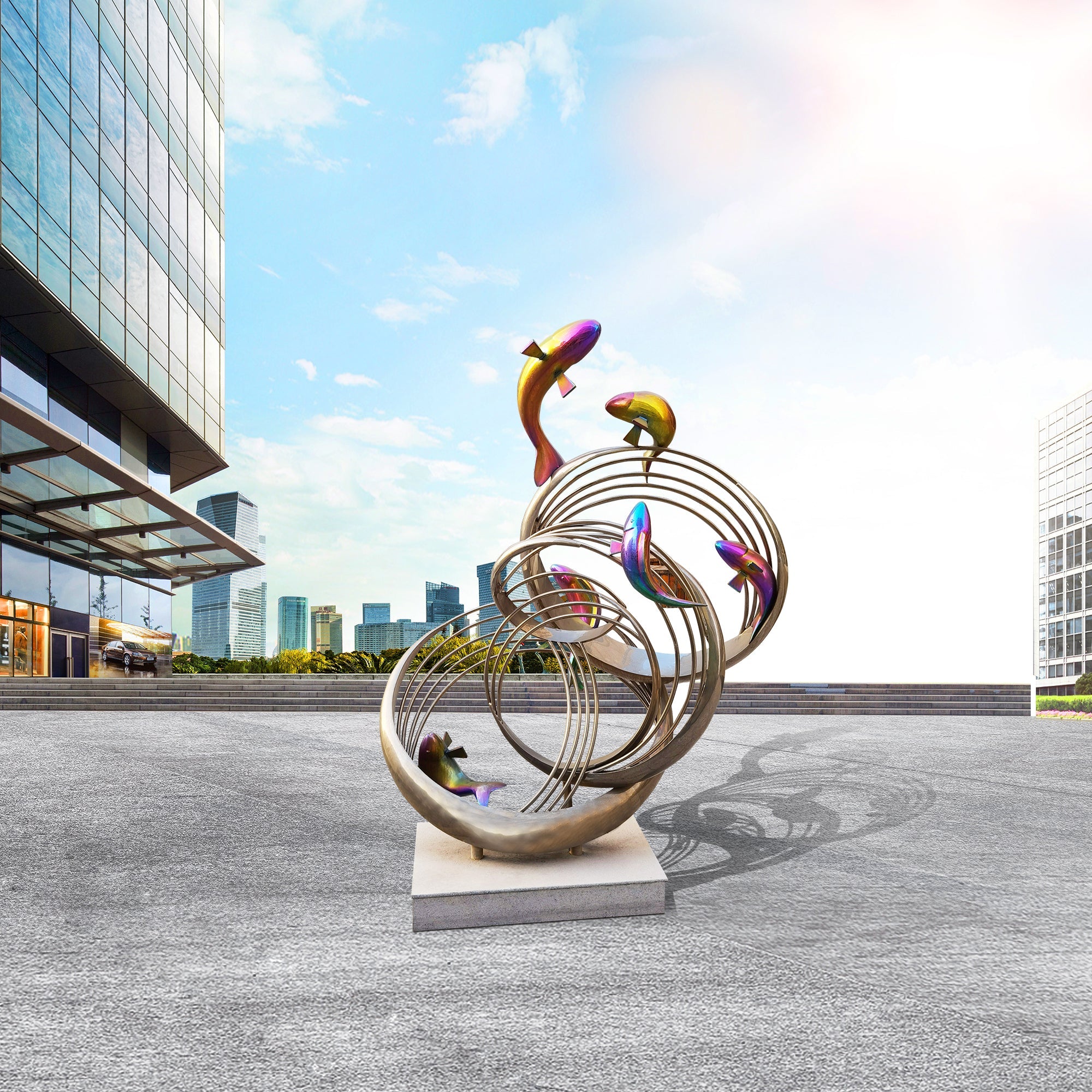 PREMIER Fish Sculpture Outdoor Stainless Steel Modern Contemporary Sculpture PSSS-015