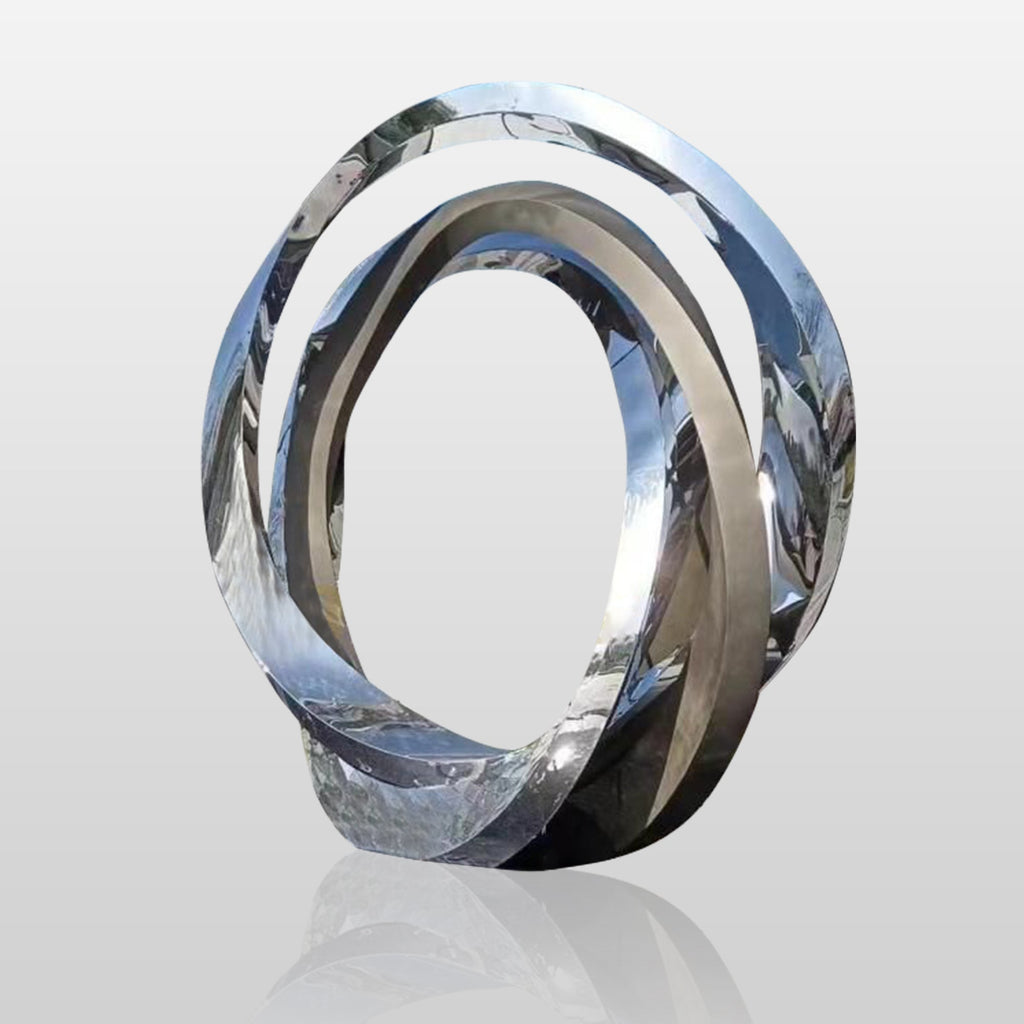 PREMIER Large Modern Mirror Ring Sculpture Stainless Steel City Art Custom Sculpture PSLSS-012
