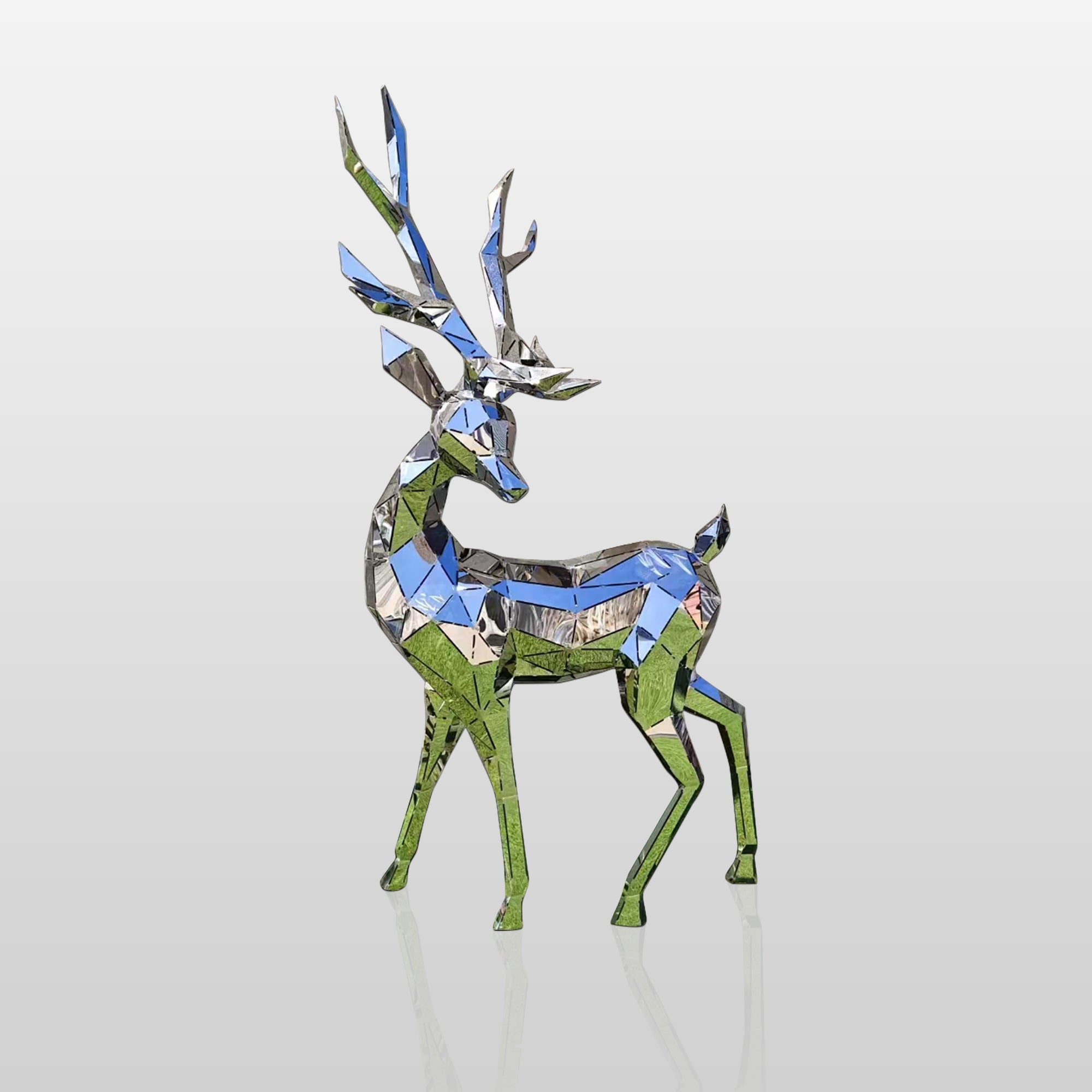PREMIER Lawn Sculpture Garden Stainless steel Geometric Sika Deer Sculpture PSSS-001