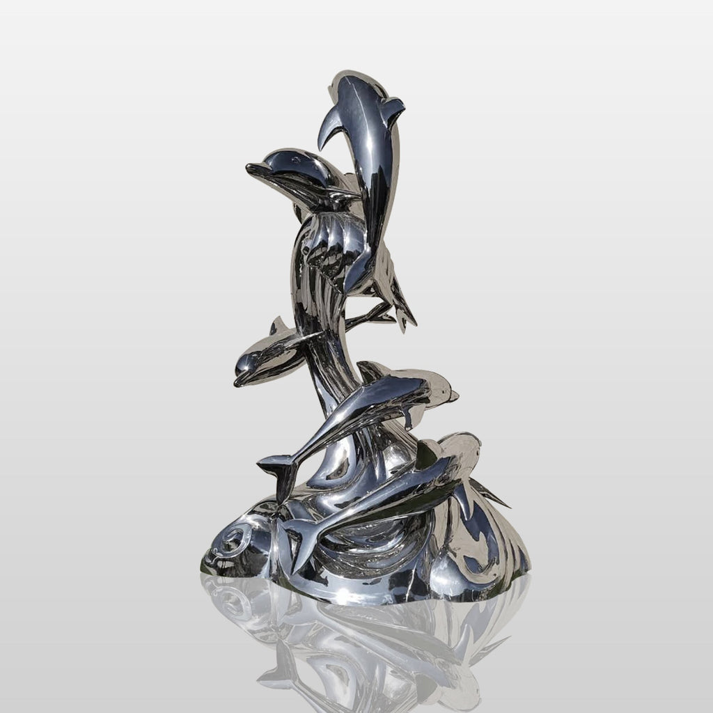 PREMIER Outdoor Metal Sculpture Dolphin Jumping Stainless Steel Urban Sculpture PSLSS-004