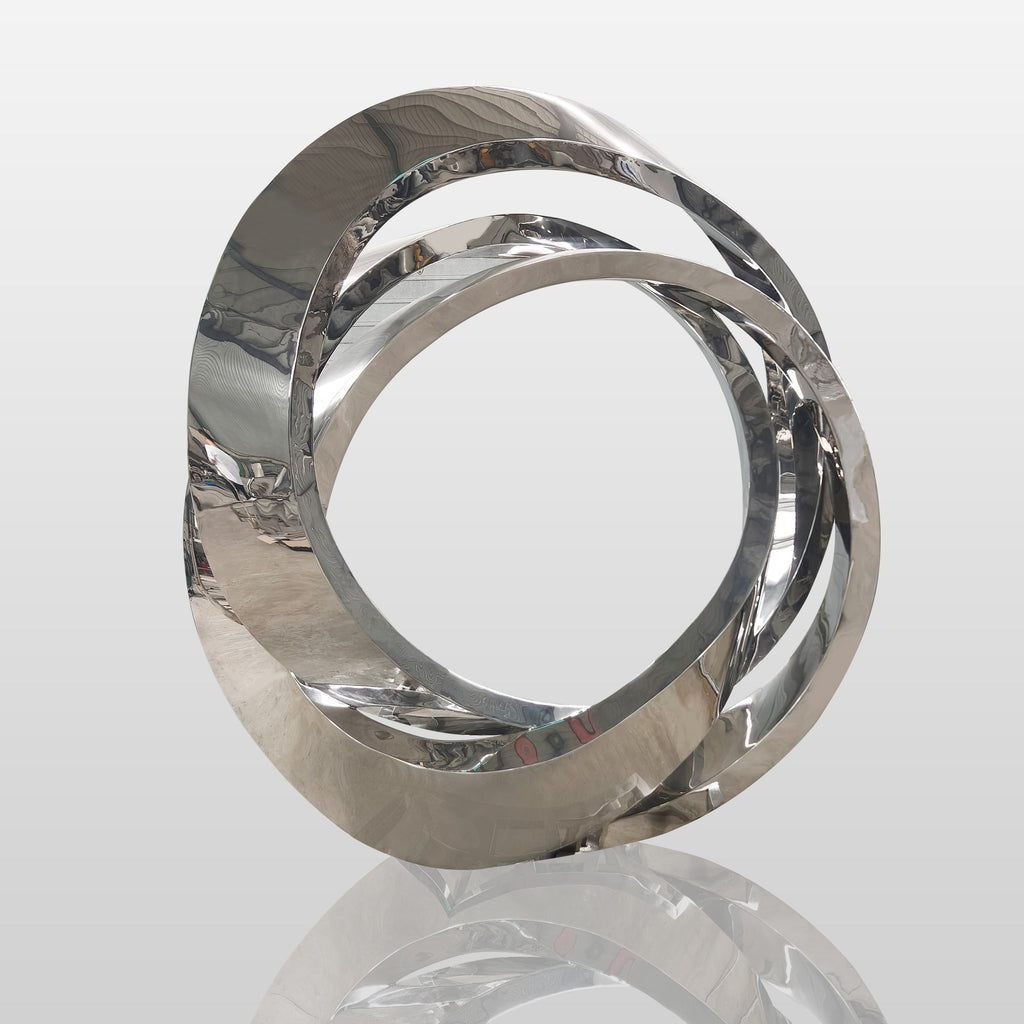 PREMIER Large Modern Mirror Ring Sculpture Stainless Steel City Art Custom Sculpture PSLSS-012
