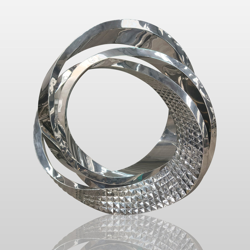 PREMIER Large Modern Mirror Ring Sculpture Stainless Steel City Art Custom Sculpture PSLSS-012