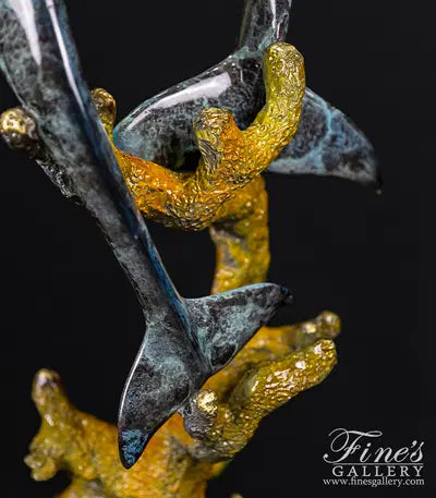 Twin Dolphin Bronze Statue
