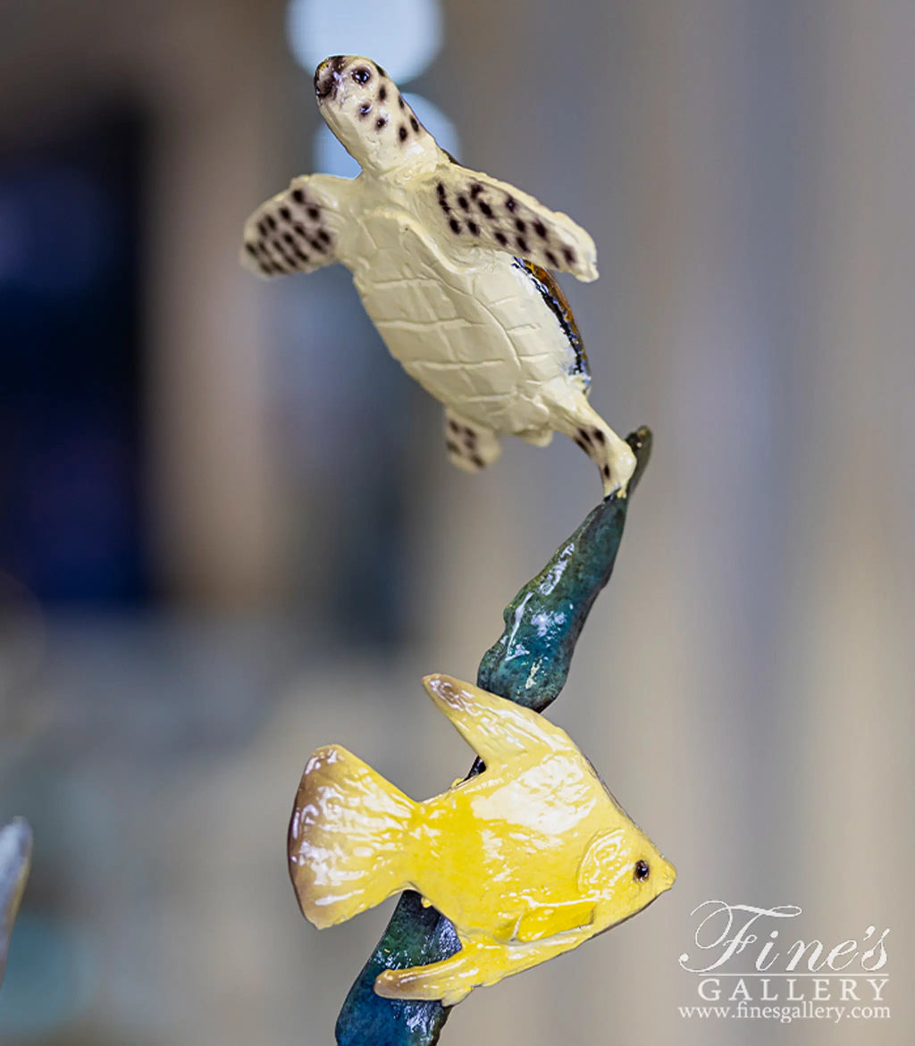 Enamel Bronze Statue - Dolphin, Sea Turtle, Tropical Fish and Stingray Table Decor