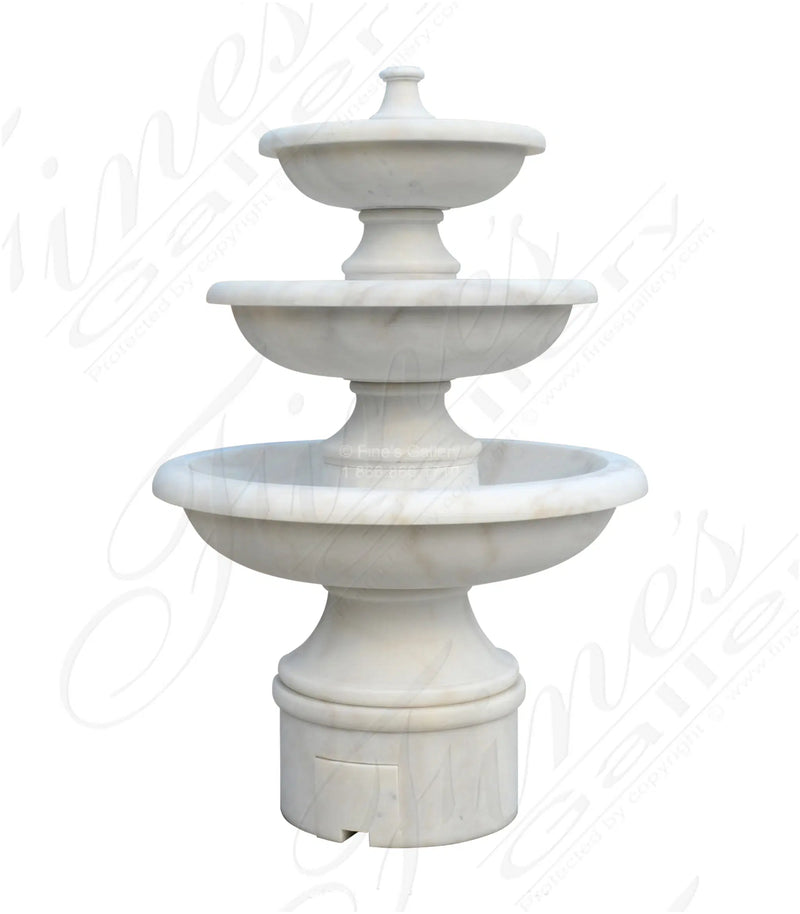 Transitional Three Tiered Fountain in Statuary Marble